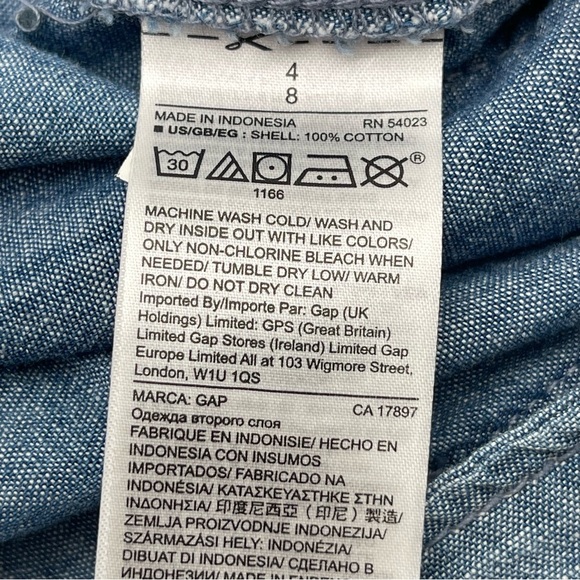 Gap Size 4 Wide Leg High Rise Chambray Pants Cotton Lightweight Beach Casual - Picture 8 of 14